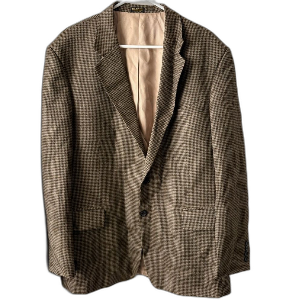 Oscar De La Renta Vintage Wool Houndstooth Sports Coat 44R
